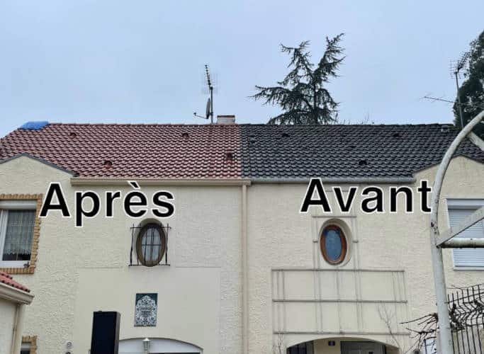 Résultat avant / après nettoyage de toiture